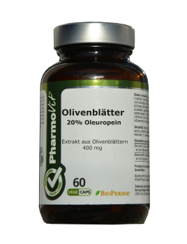 Olivenblätter Extrakt - gegen Bakterien, Viren (Herpes) auch in den Atemwegen, für den Herzkreislauf und das Immunsystem, gegen Bluthochdruck und Pilze, bei schmerzhafter Gelenkentzündung, wirken schlaffördernd, 60 Kapseln
